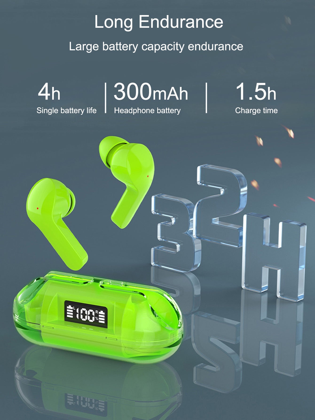 Earbuds Wireless Crystal Transparent Bluetooth 5.3